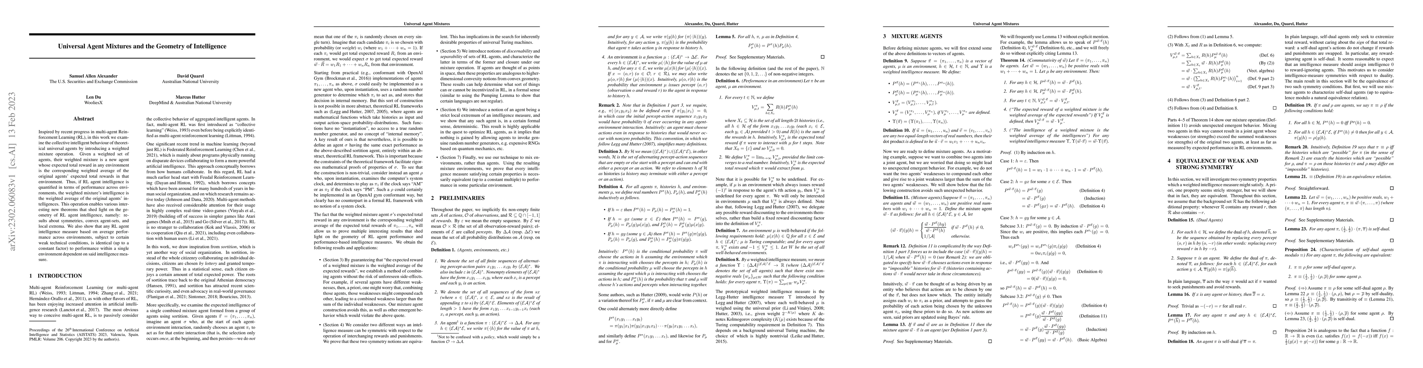 Thumbnail for Universal Agent Mixtures and the Geometry of Intelligence