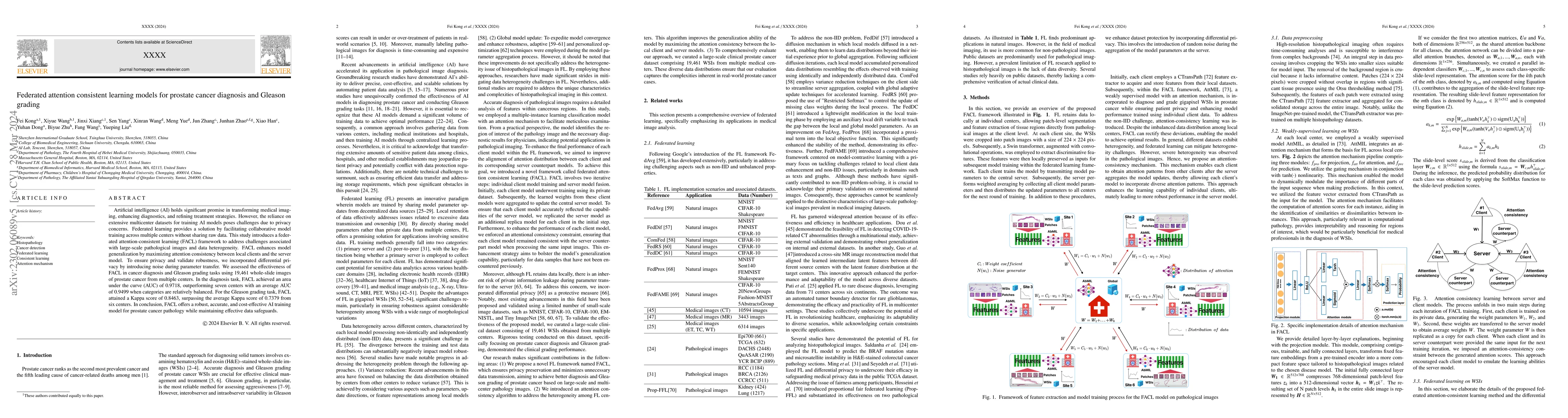 Thumbnail for Federated attention consistent learning models for prostate cancer
  diagnosis and Gleason grading