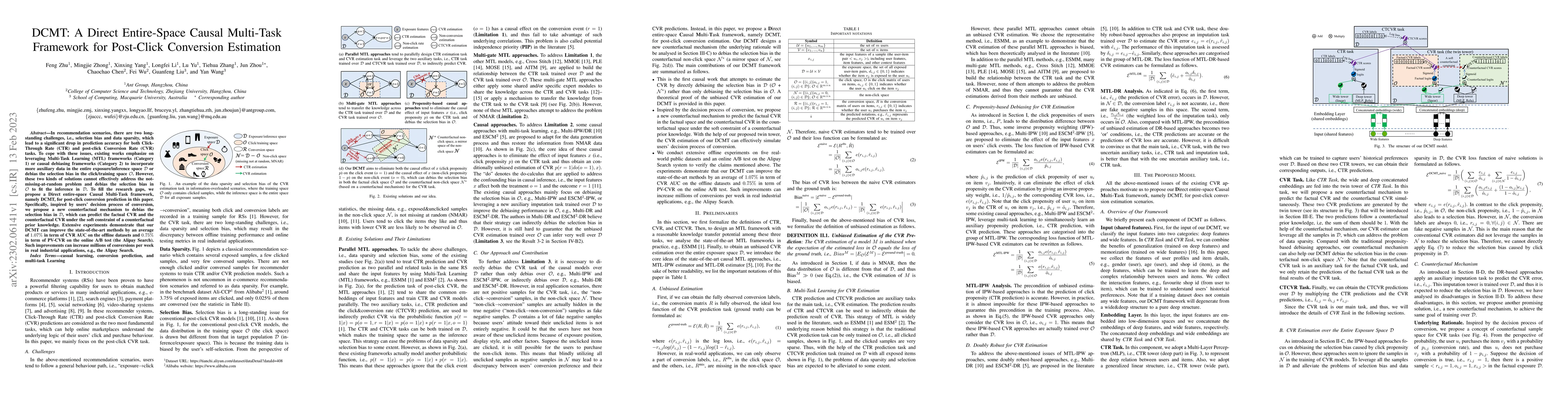 Thumbnail for DCMT: A Direct Entire-Space Causal Multi-Task Framework for Post-Click
  Conversion Estimation