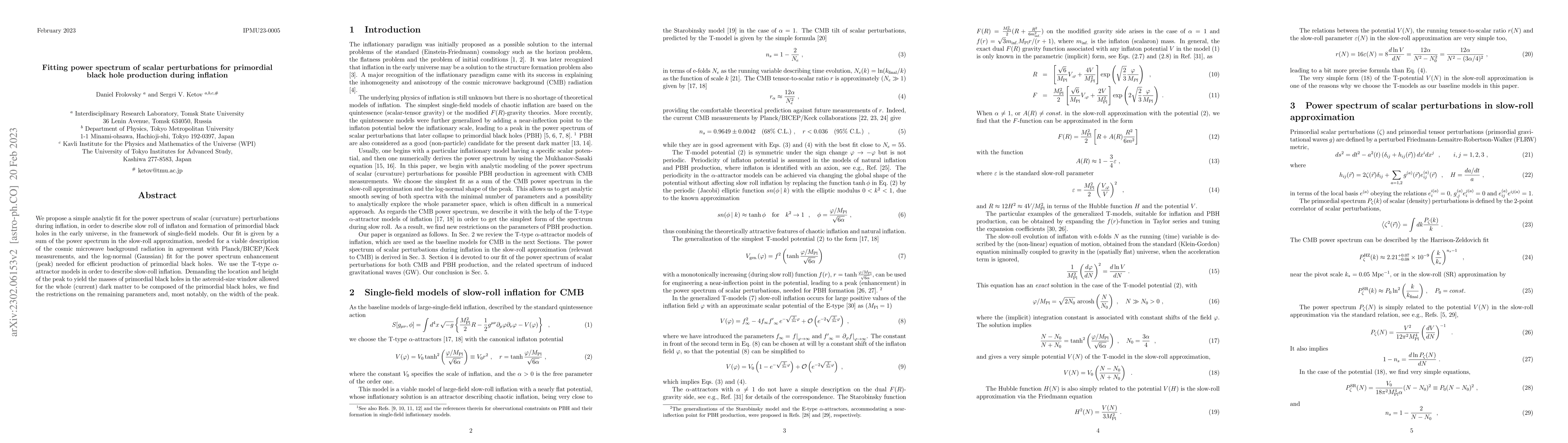 Thumbnail for Fitting power spectrum of scalar perturbations for primordial black hole
  production during inflation
