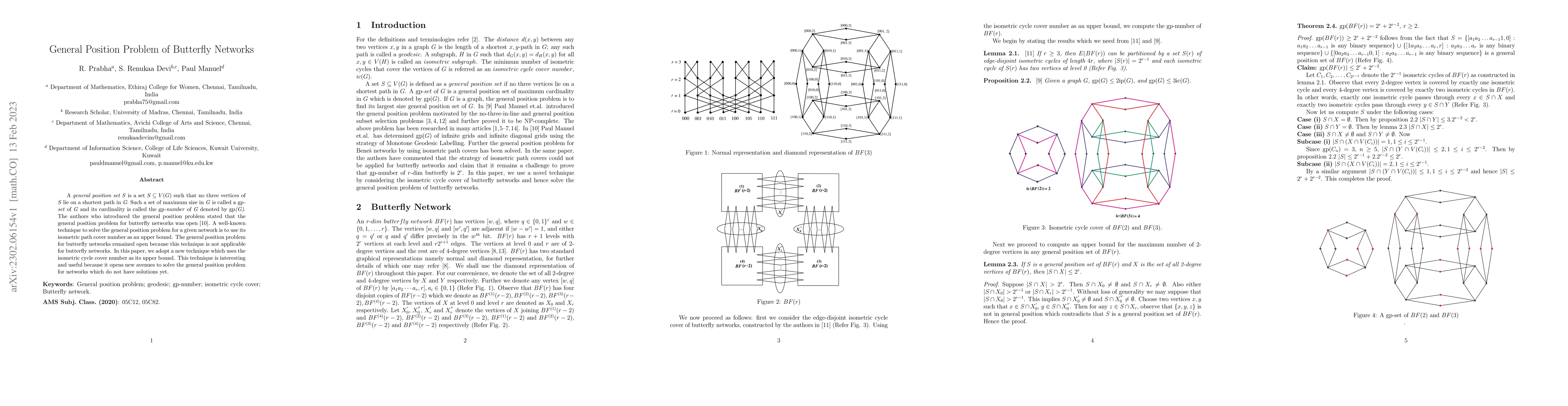 Thumbnail for General Position Problem of Butterfly Networks