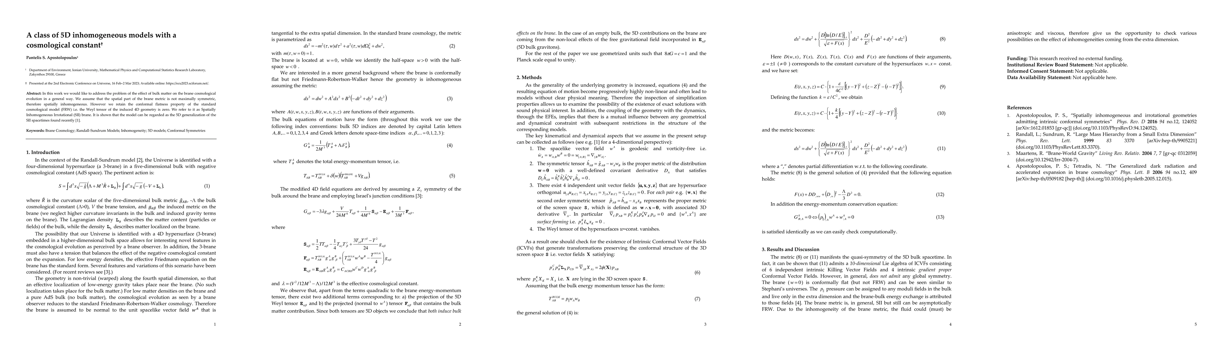 Thumbnail for A class of 5D inhomogeneous models with a cosmological constant