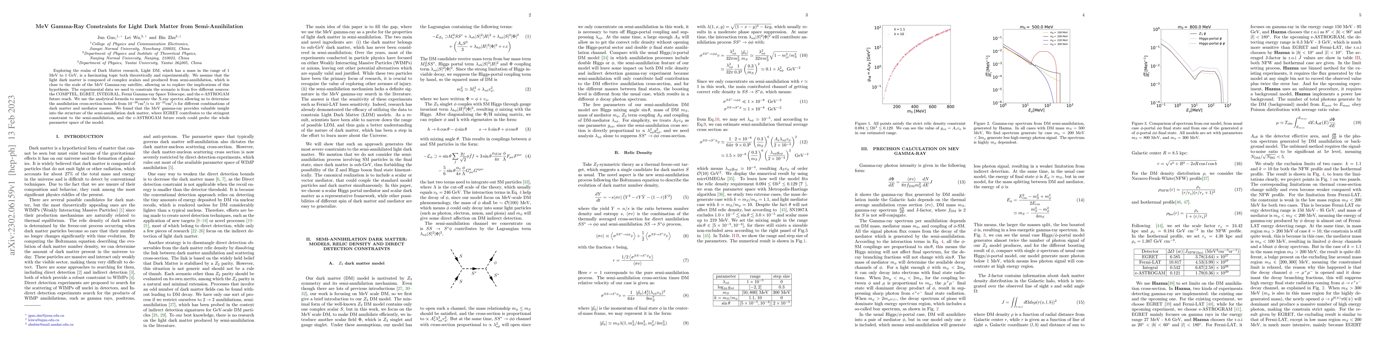 Thumbnail for MeV Gamma-Ray Constraints for Light Dark Matter from Semi-Annihilation