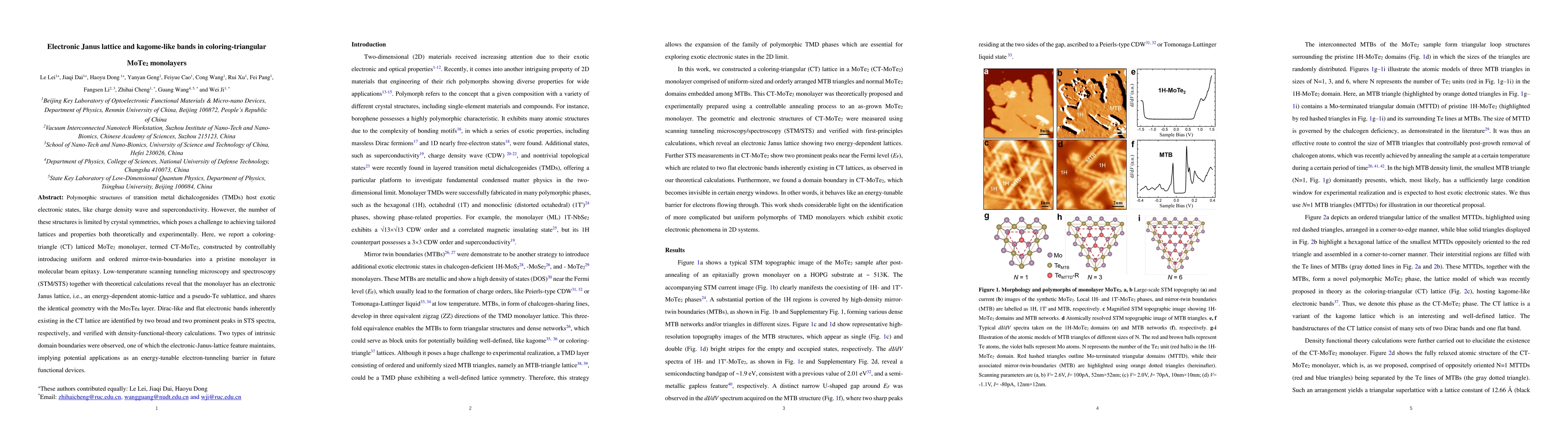 Thumbnail for Electronic Janus lattice and kagome-like bands in coloring-triangular
  MoTe2 monolayers