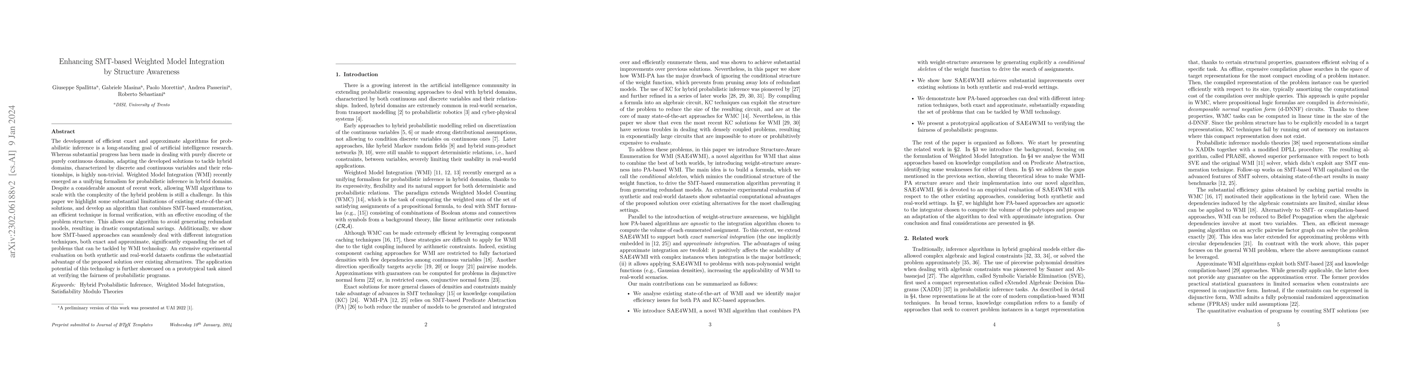 Thumbnail for Enhancing SMT-based Weighted Model Integration by Structure Awareness