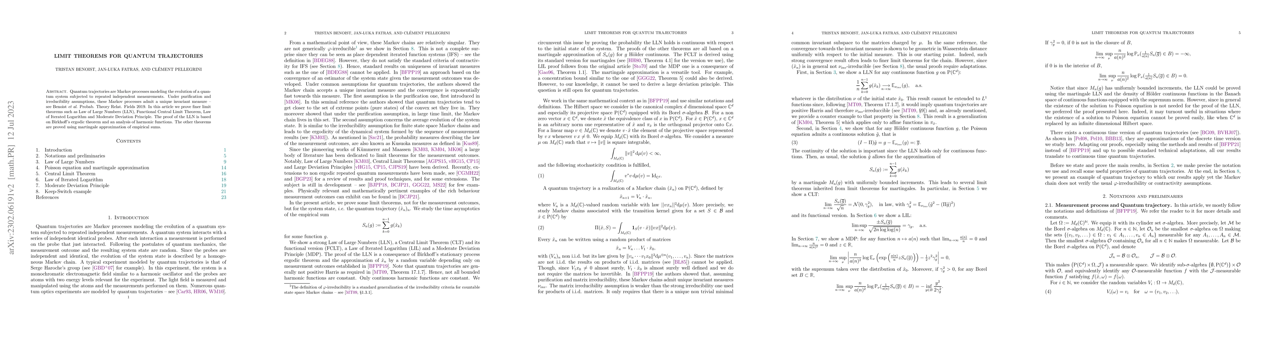 Thumbnail for Limit theorems for Quantum Trajectories