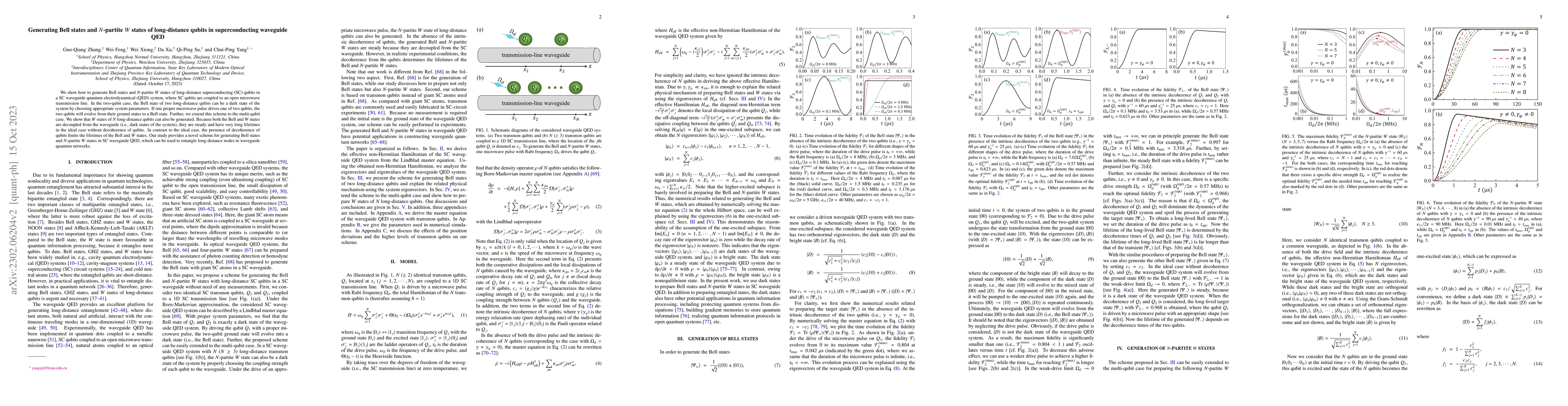 Thumbnail for Generating Bell states and $N$-partite $W$ states of long-distance
  qubits in superconducting waveguide QED