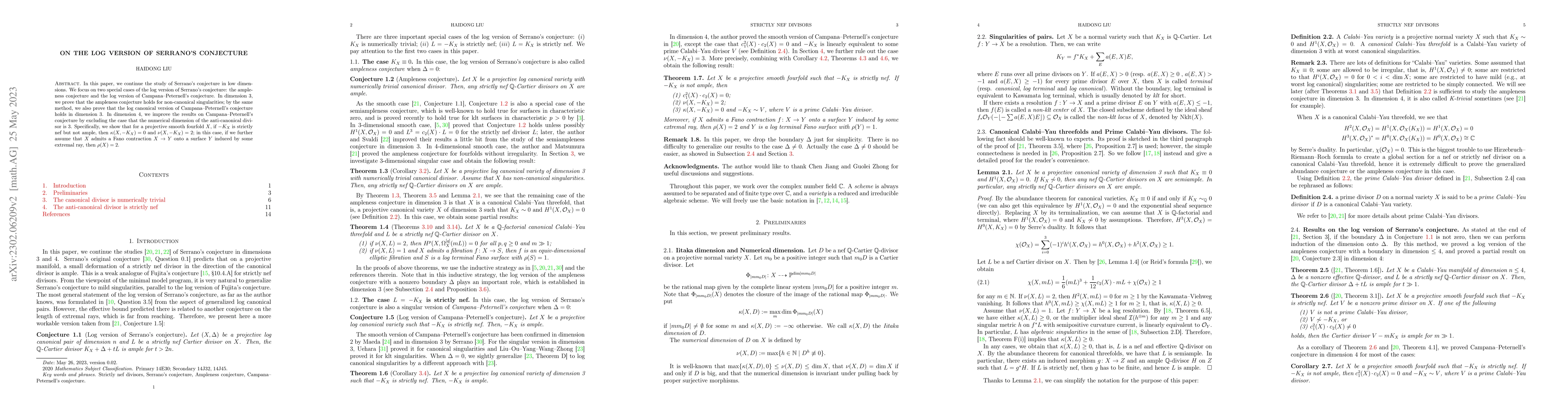 Thumbnail for On the log version of Serrano's conjecture