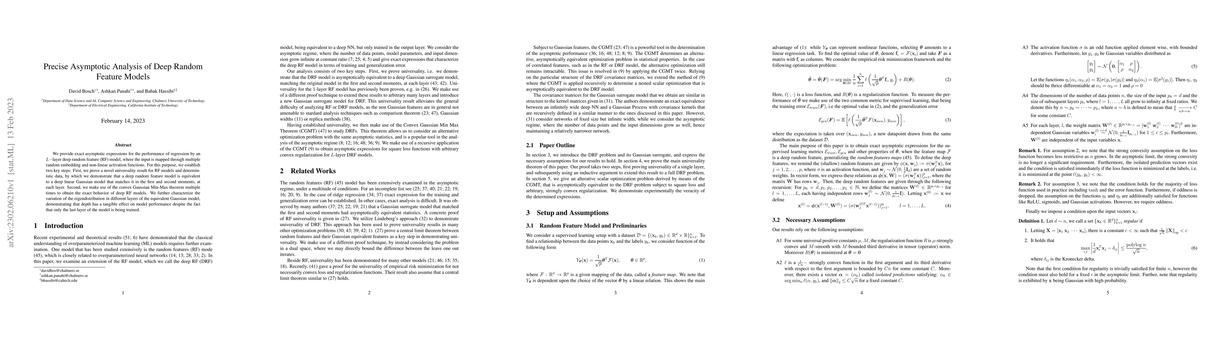 Thumbnail for Precise Asymptotic Analysis of Deep Random Feature Models