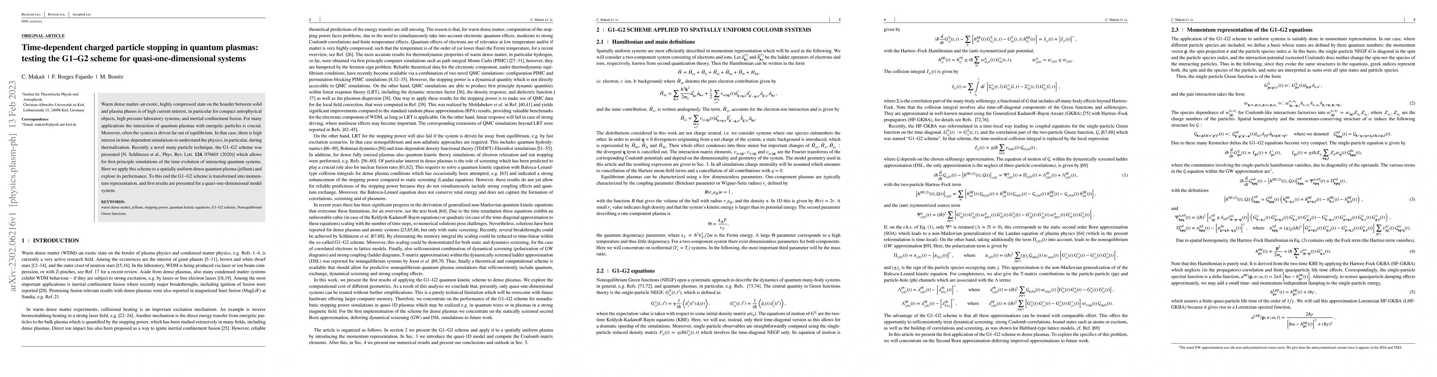 Thumbnail for Time-dependent charged particle stopping in quantum plasmas: testing the
  G1-G2 scheme for quasi-one-dimensional systems