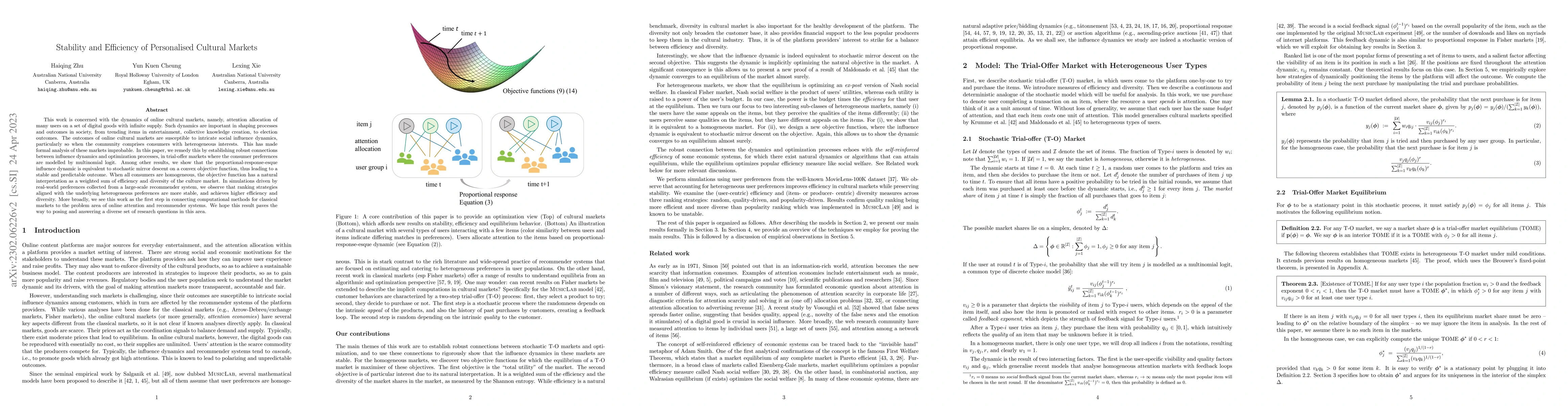 Thumbnail for Stability and Efficiency of Personalised Cultural Markets