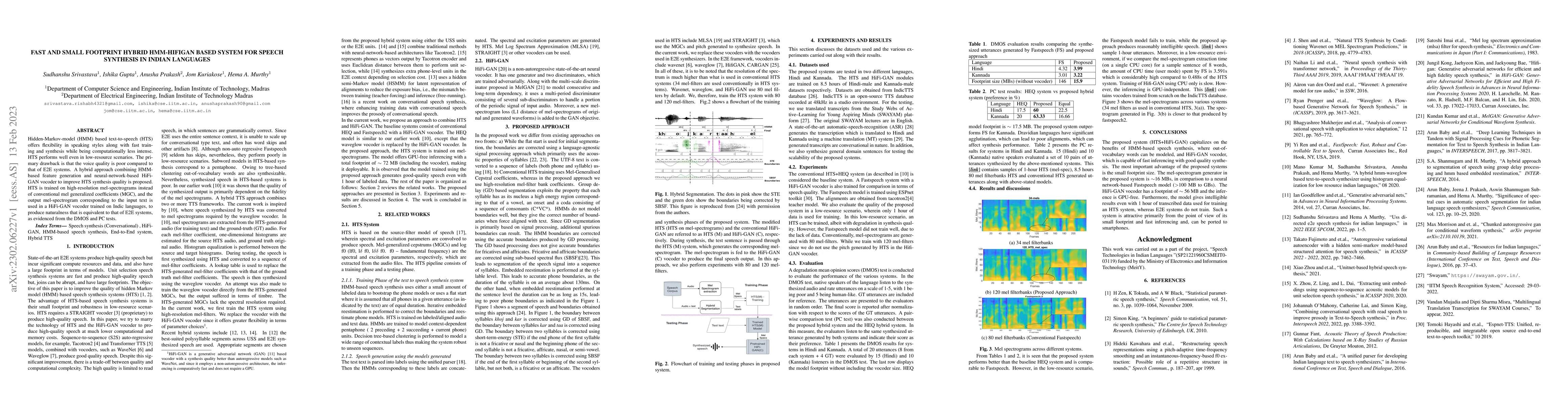 Thumbnail for Fast and small footprint Hybrid HMM-HiFiGAN based system for speech
  synthesis in Indian languages