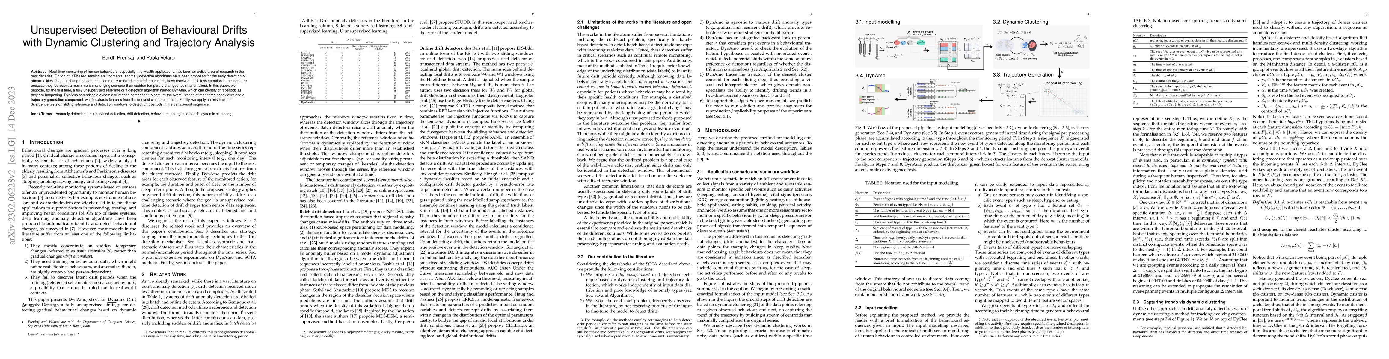 Thumbnail for Unsupervised Detection of Behavioural Drifts with Dynamic Clustering and
  Trajectory Analysis