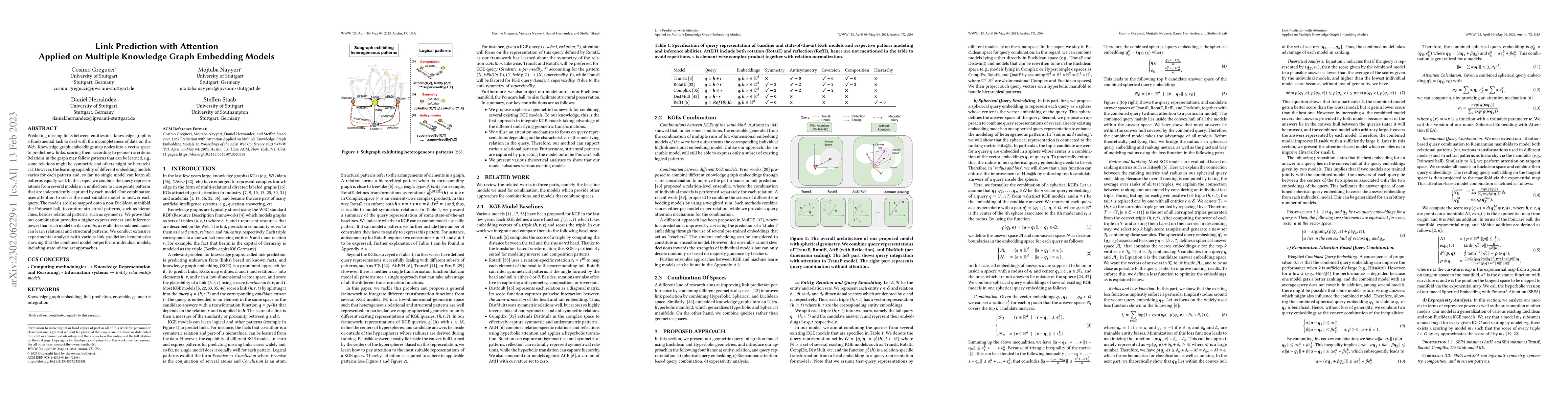 Thumbnail for Link Prediction with Attention Applied on Multiple Knowledge Graph
  Embedding Models