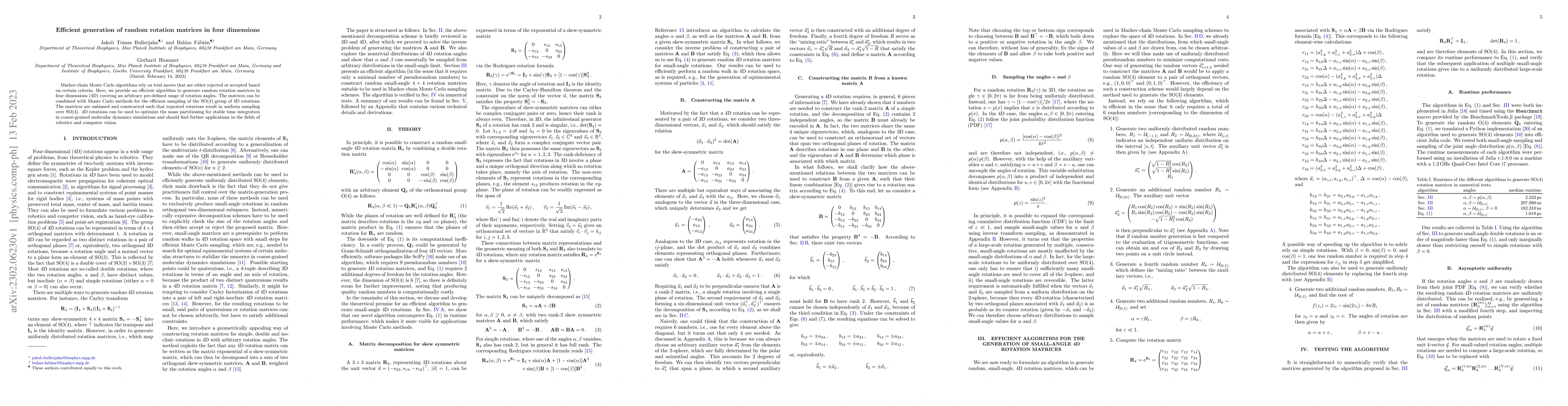 Thumbnail for Efficient generation of random rotation matrices in four dimensions