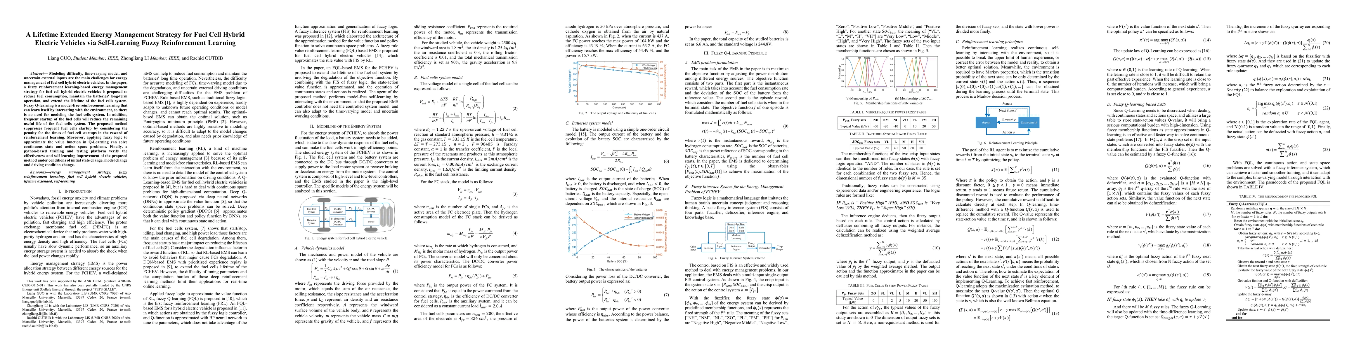 Thumbnail for A Lifetime Extended Energy Management Strategy for Fuel Cell Hybrid
  Electric Vehicles via Self-Learning Fuzzy Reinforcement Learning