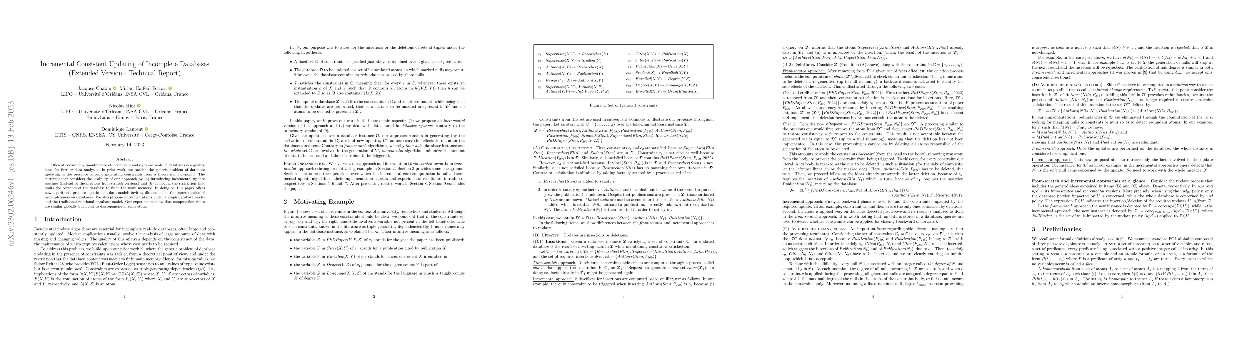 Thumbnail for Incremental Consistent Updating of Incomplete Databases