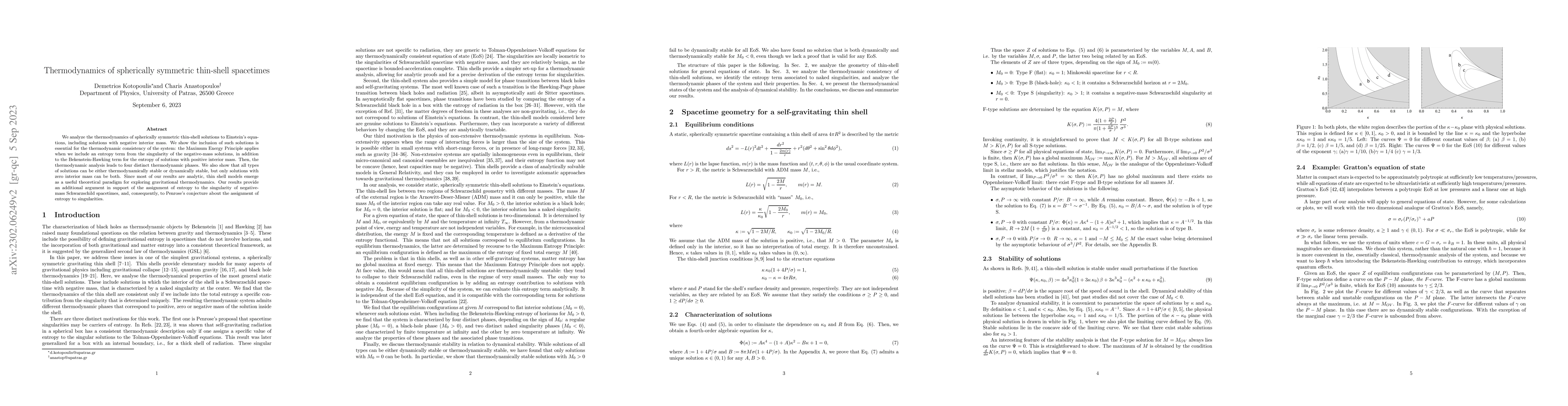 Thumbnail for Thermodynamics of spherically symmetric thin-shell spacetimes
