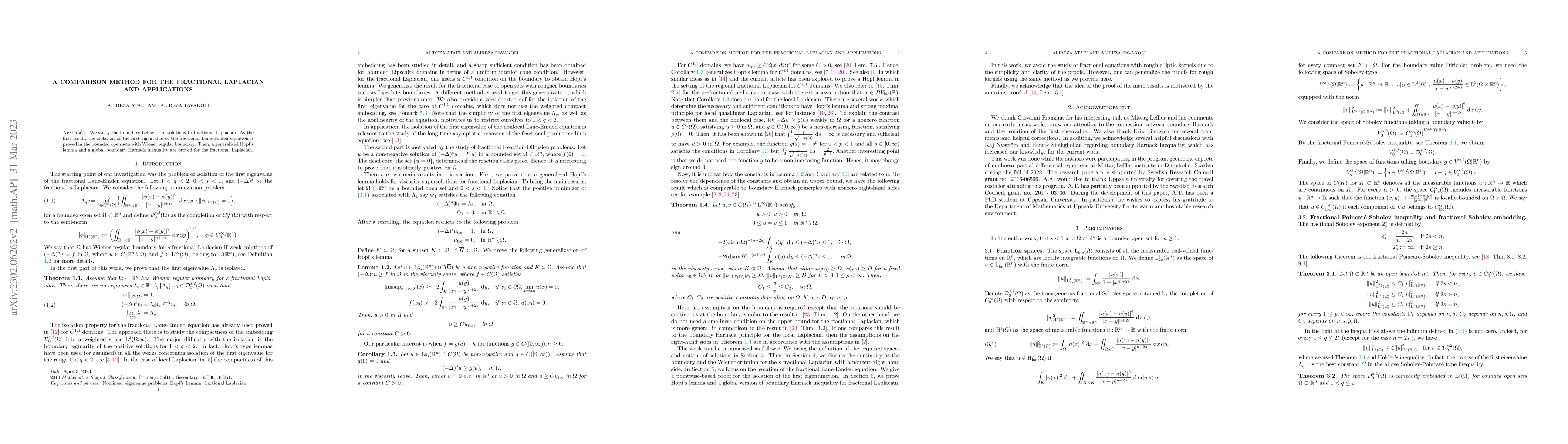 Thumbnail for A comparison method for the fractional Laplacian and applications