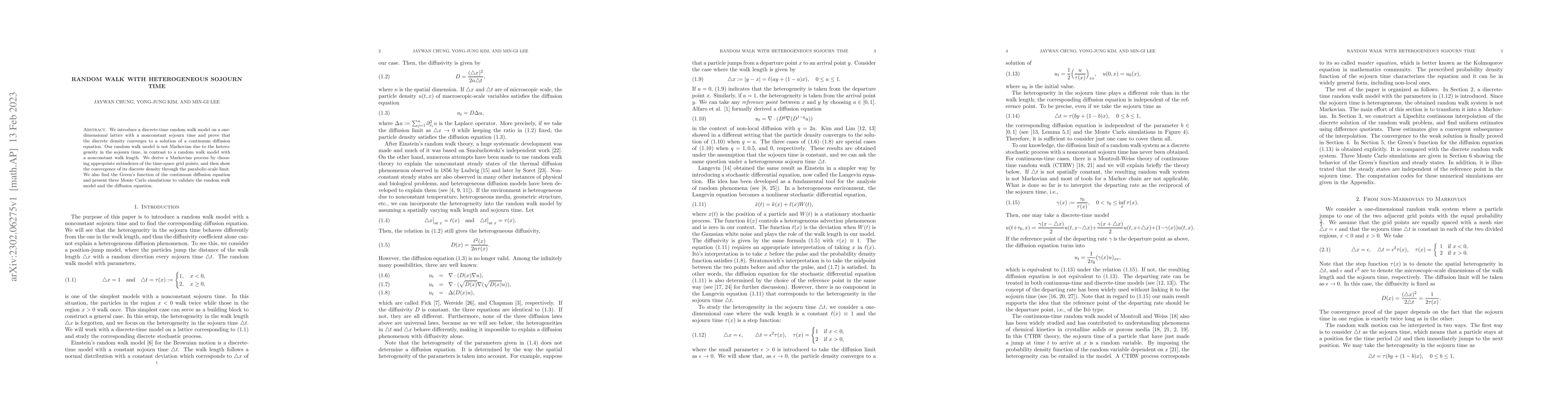 Thumbnail for Random walk with heterogeneous sojourn time