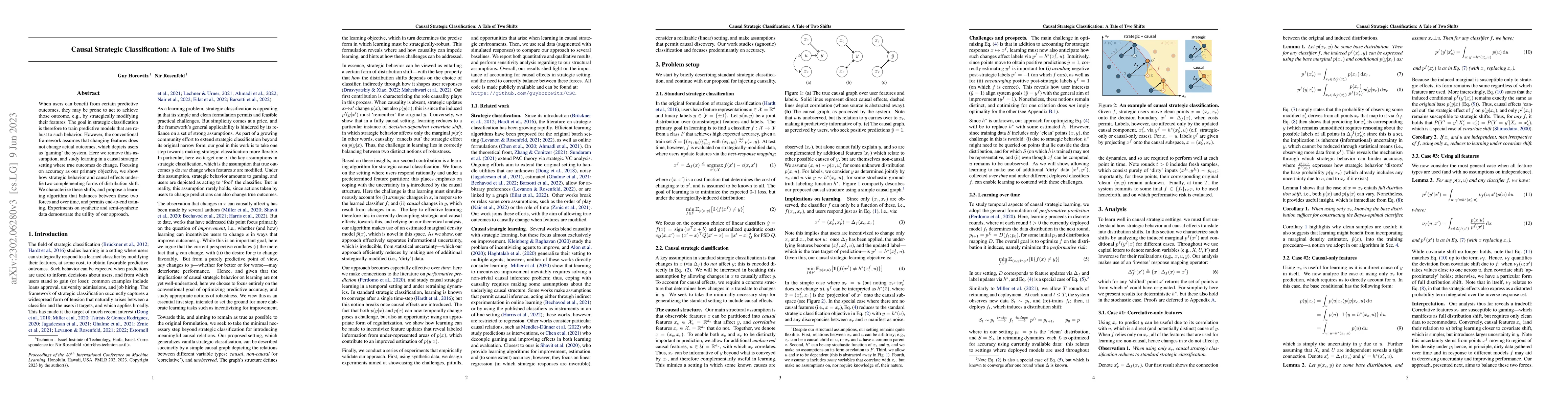 Thumbnail for Causal Strategic Classification: A Tale of Two Shifts