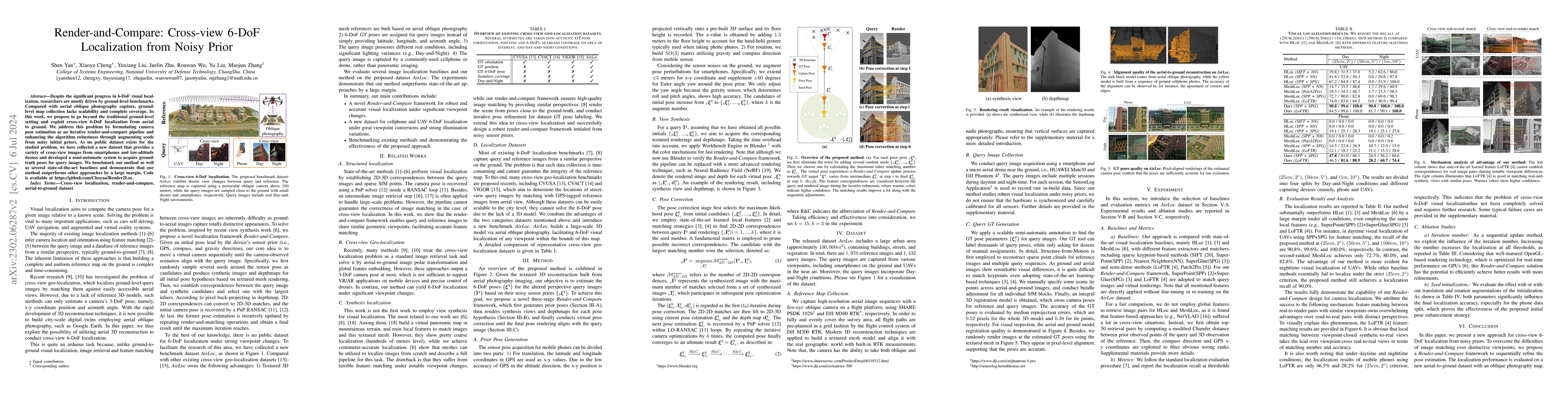 Thumbnail for Render-and-Compare: Cross-View 6 DoF Localization from Noisy Prior