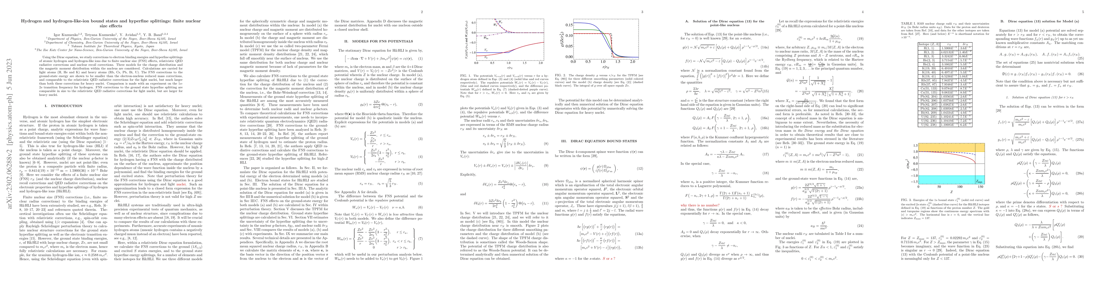Thumbnail for Hydrogen and hydrogen-like-ion bound states and hyperfine splittings:
  finite nuclear size effects}