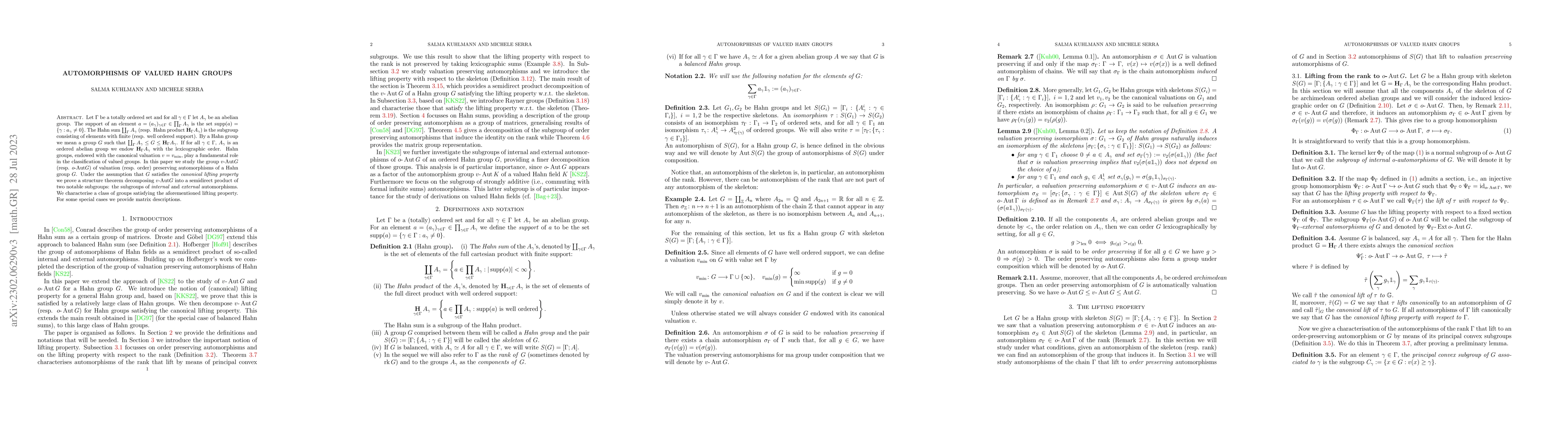 Thumbnail for Automorphisms of valued Hahn groups
