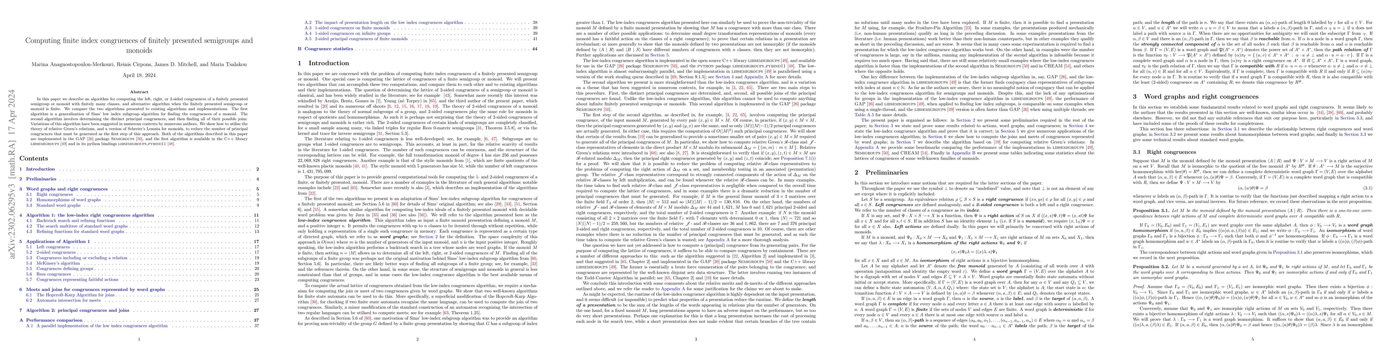 Thumbnail for Computing finite index congruences of finitely presented semigroups and
  monoids