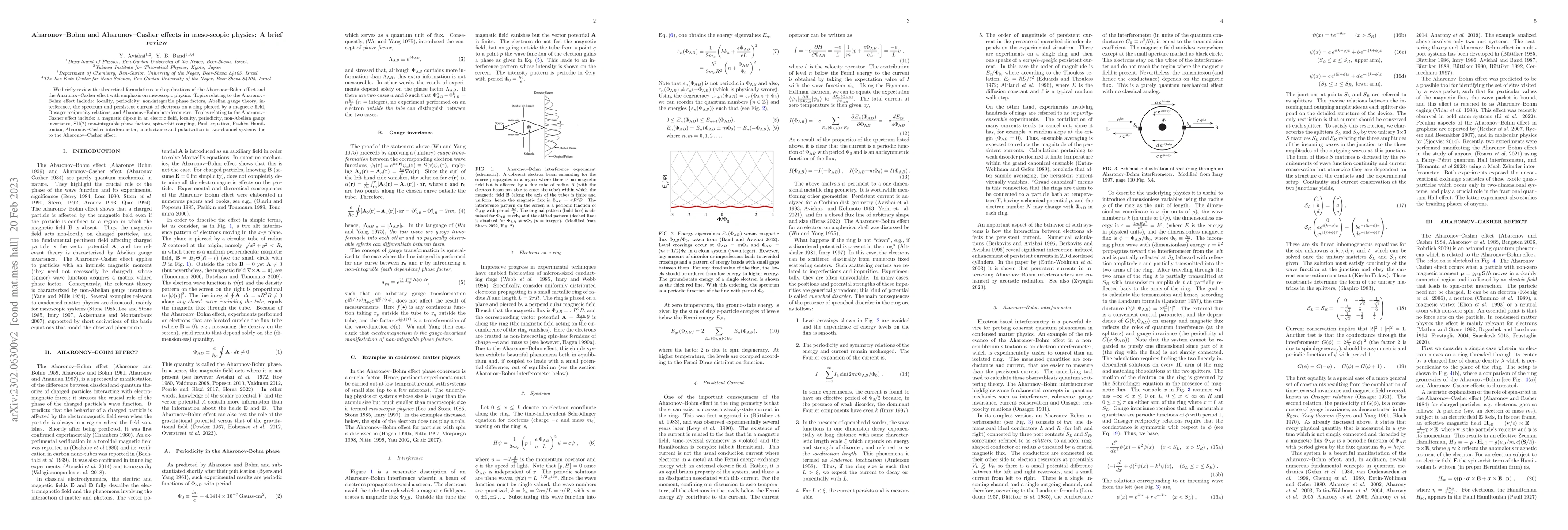 Thumbnail for Aharonov--Bohm and Aharonov--Casher effects in meso-scopic physics: A
  brief review