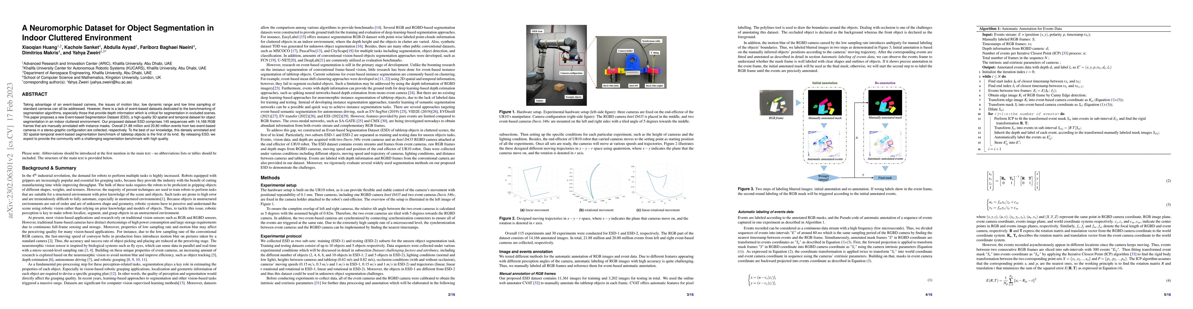 Thumbnail for A Neuromorphic Dataset for Object Segmentation in Indoor Cluttered
  Environment