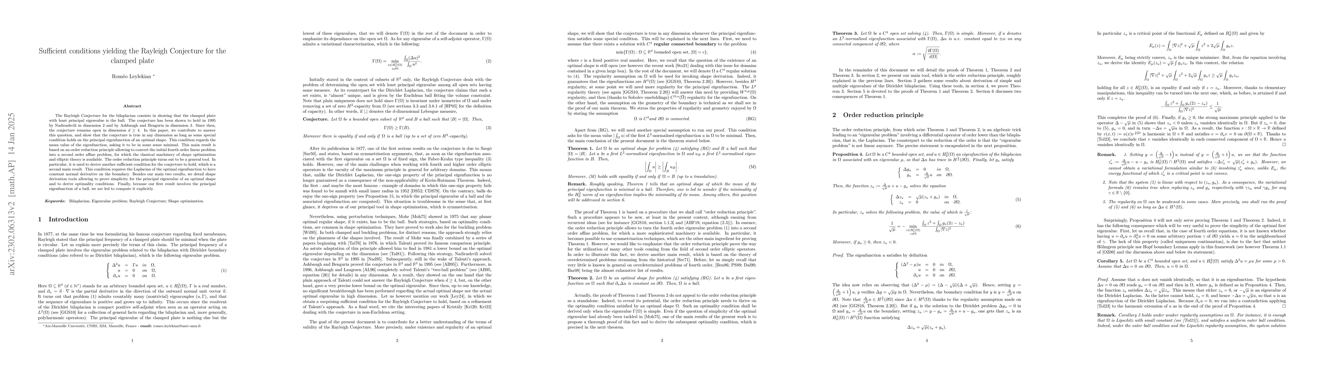 Thumbnail for Sufficient conditions yielding the Rayleigh Conjecture for the clamped
  plate