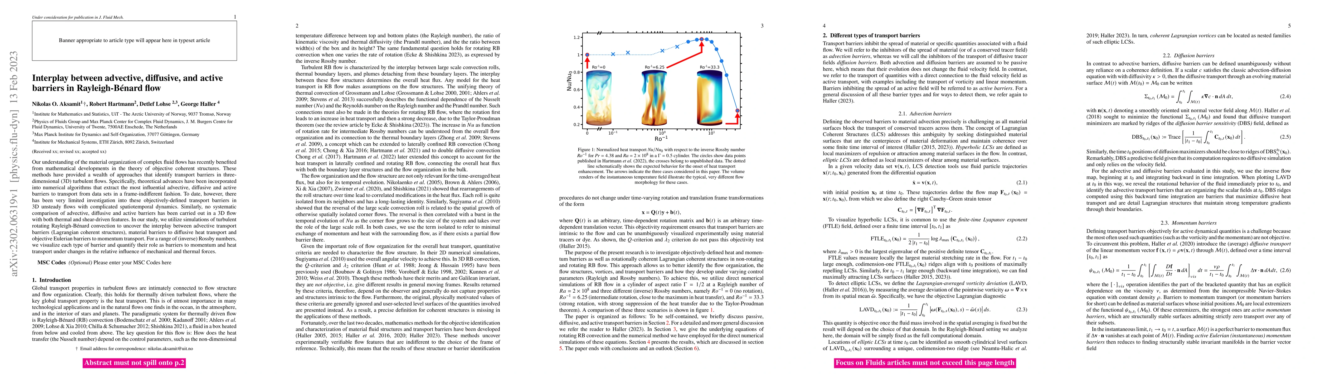 Thumbnail for Interplay between advective, diffusive, and active barriers in
  Rayleigh-B\'enard flow
