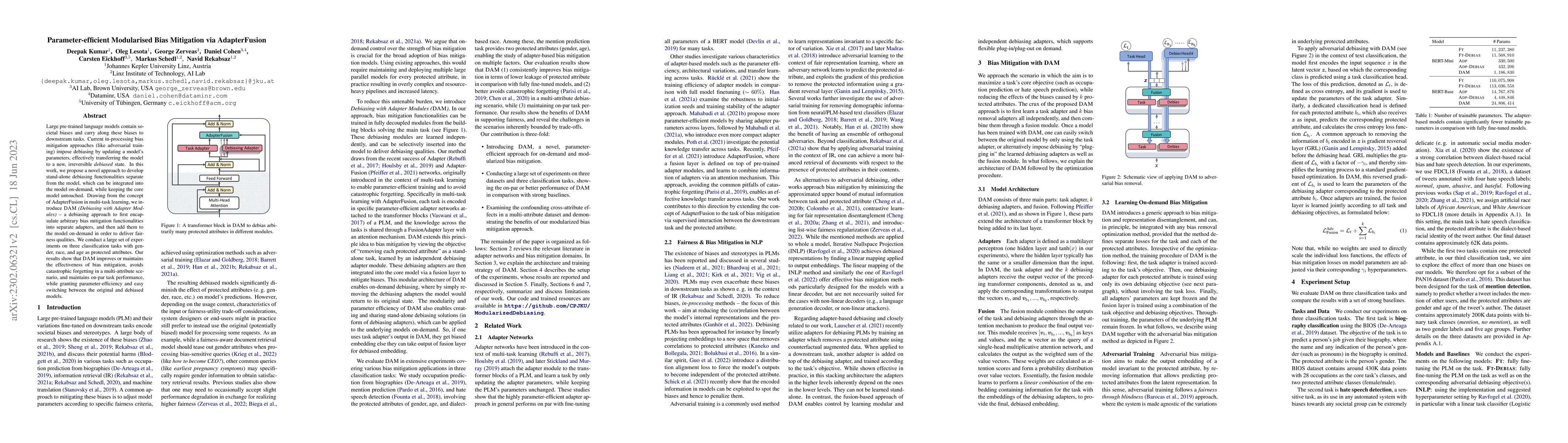 Thumbnail for Parameter-efficient Modularised Bias Mitigation via AdapterFusion