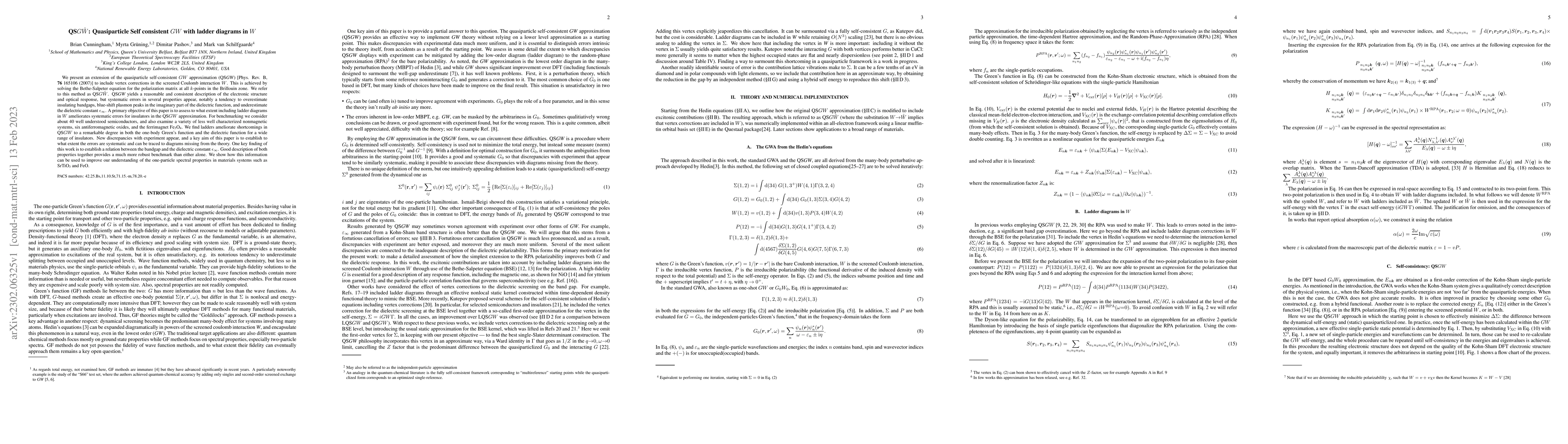 Thumbnail for QS$G\hat{W}$: Quasiparticle Self consistent $GW$ with ladder diagrams in
  $W$