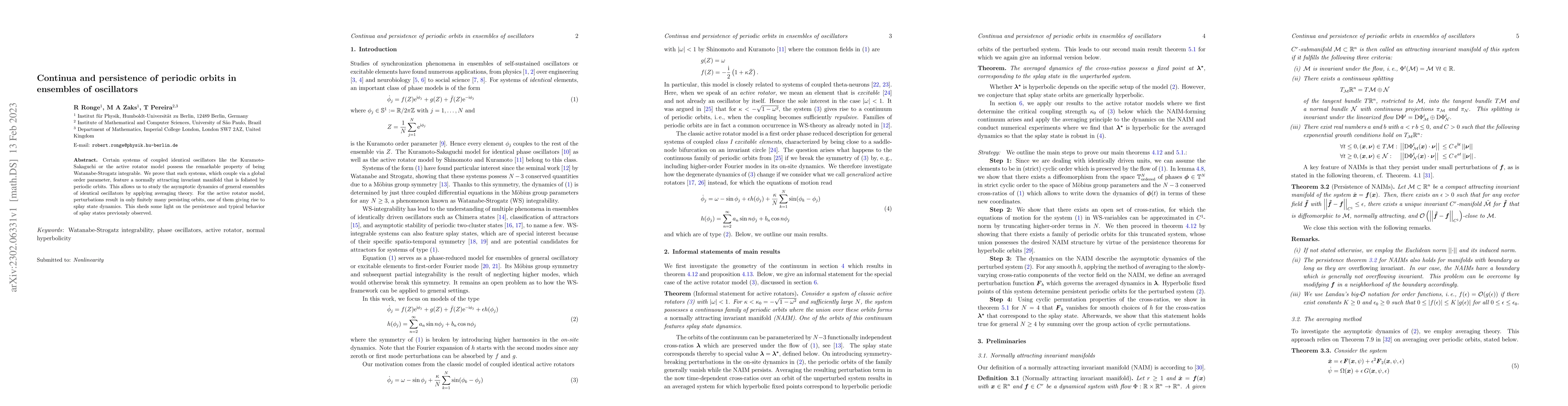 Thumbnail for Continua and persistence of periodic orbits in ensembles of oscillators
