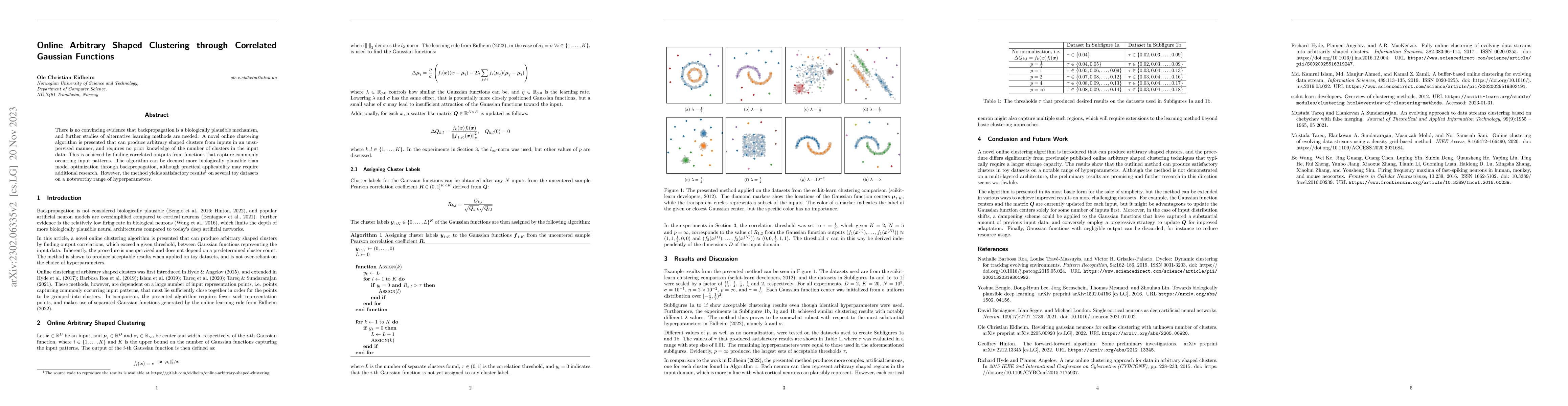 Thumbnail for Online Arbitrary Shaped Clustering through Correlated Gaussian Functions
