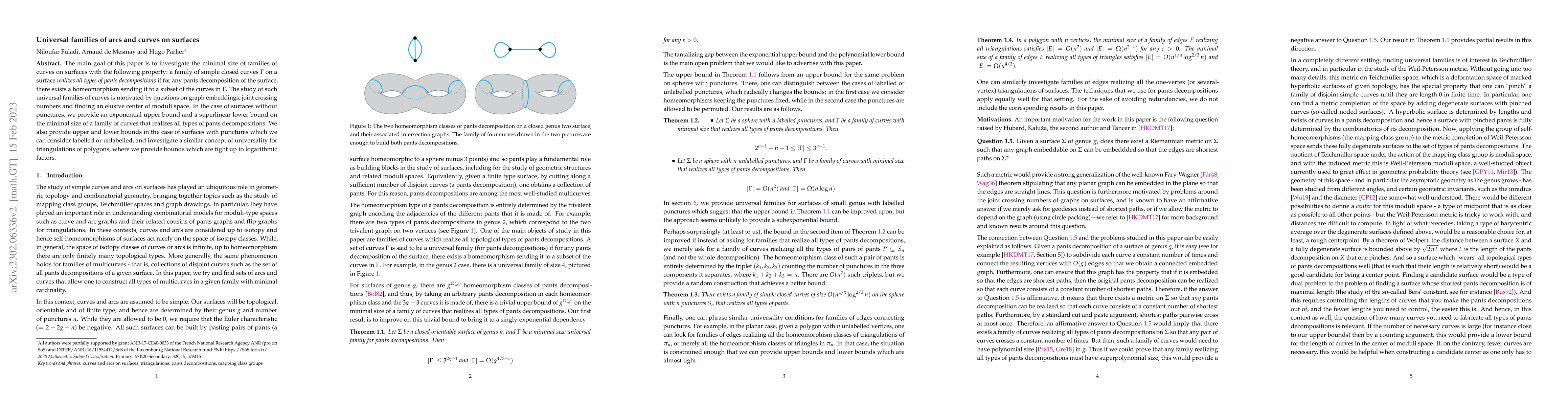 Thumbnail for Universal families of arcs and curves on surfaces