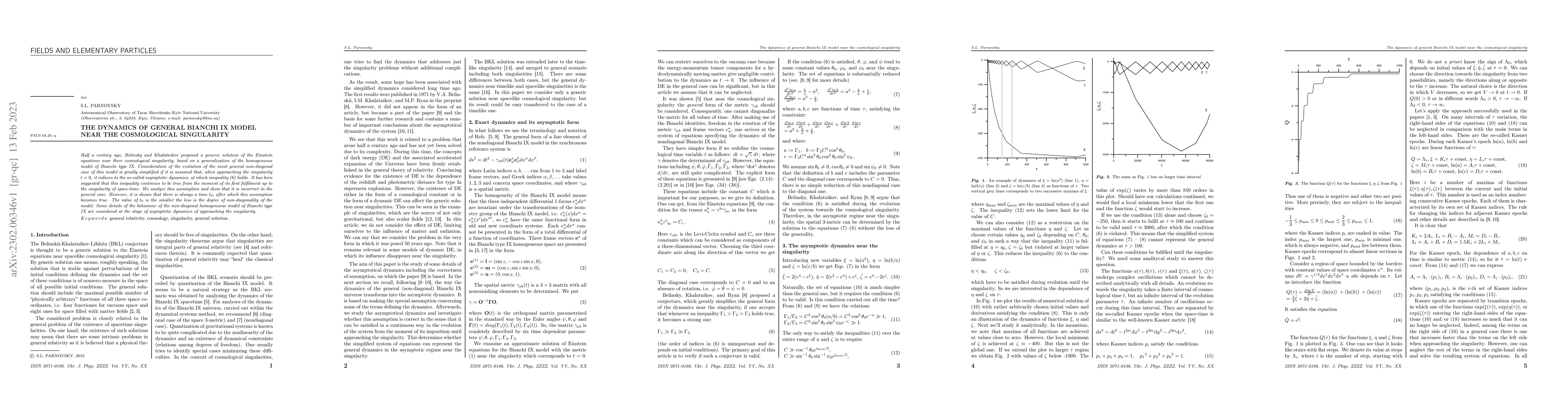 Thumbnail for The dynamics of general Bianchi IX model near the cosmological
  singularity