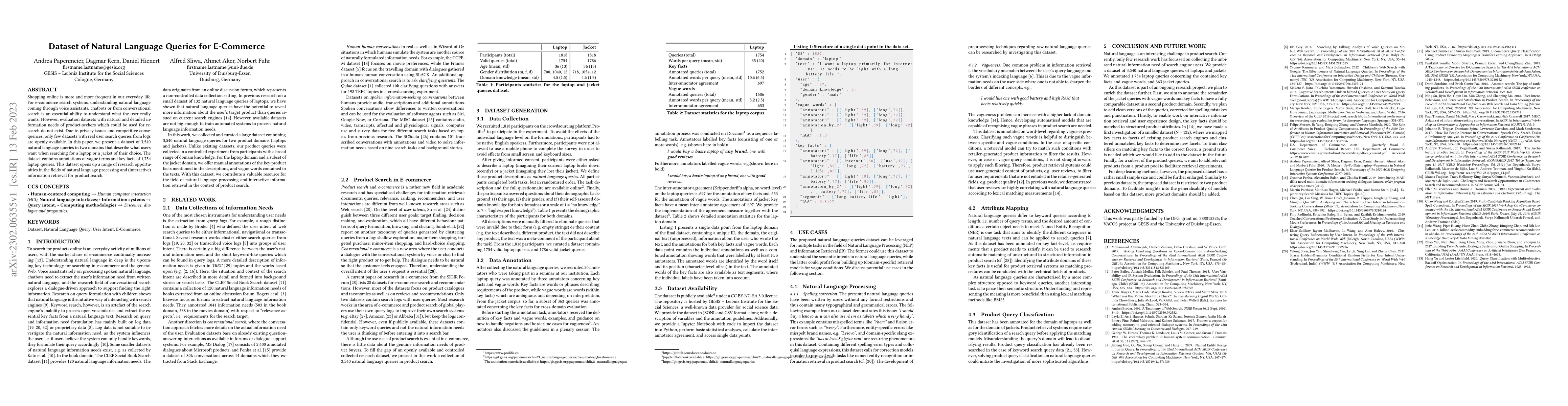 Thumbnail for Dataset of Natural Language Queries for E-Commerce