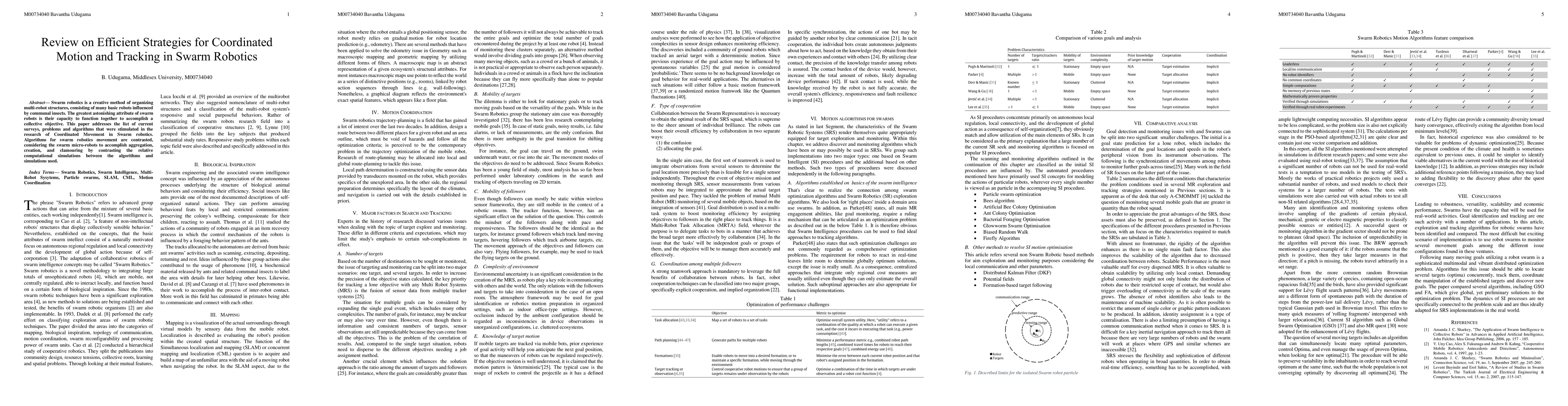 Thumbnail for Review on Efficient Strategies for Coordinated Motion and Tracking in
  Swarm Robotics