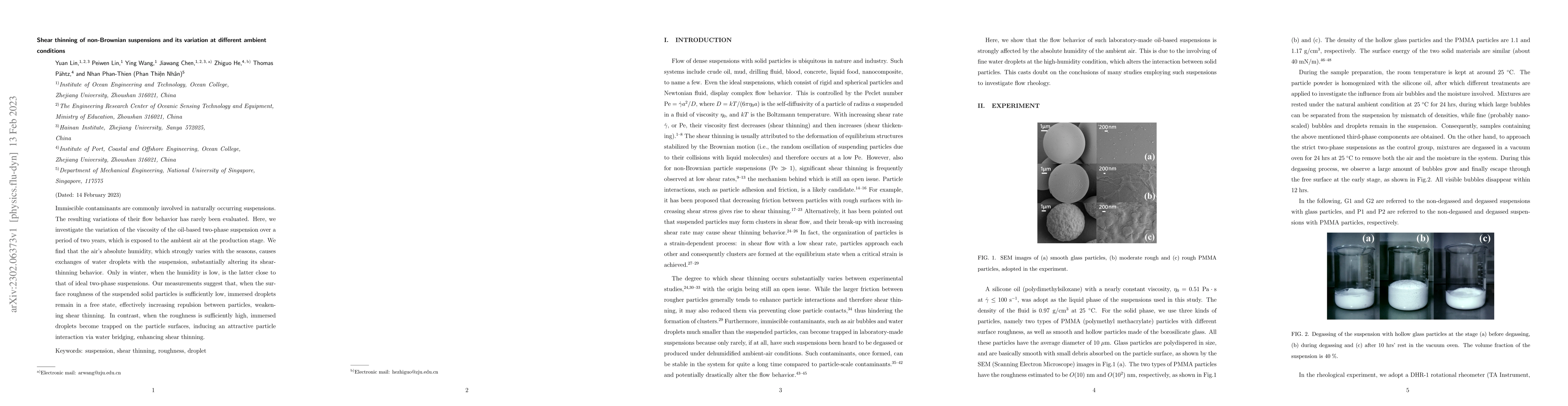 Thumbnail for Shear thinning of non-Brownian suspensions and its variation at
  different ambient conditions