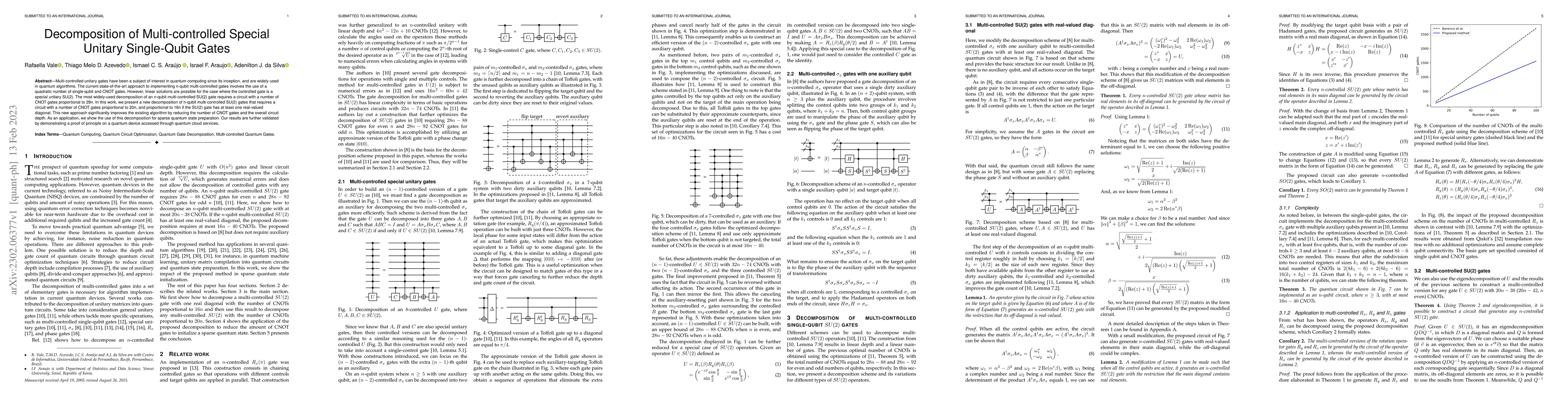 Thumbnail for Decomposition of Multi-controlled Special Unitary Single-Qubit Gates