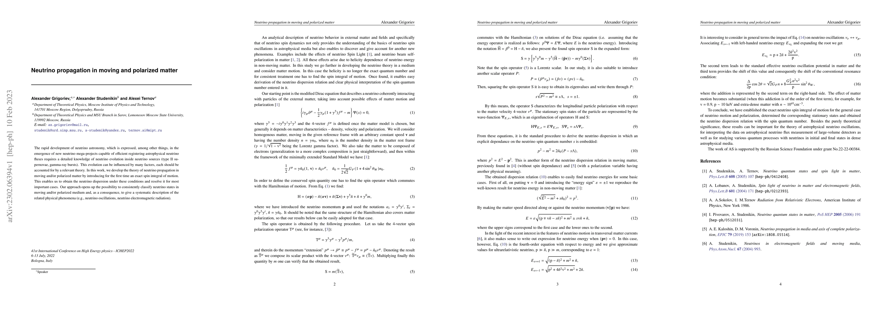 Thumbnail for Neutrino propagation in moving and polarized matter