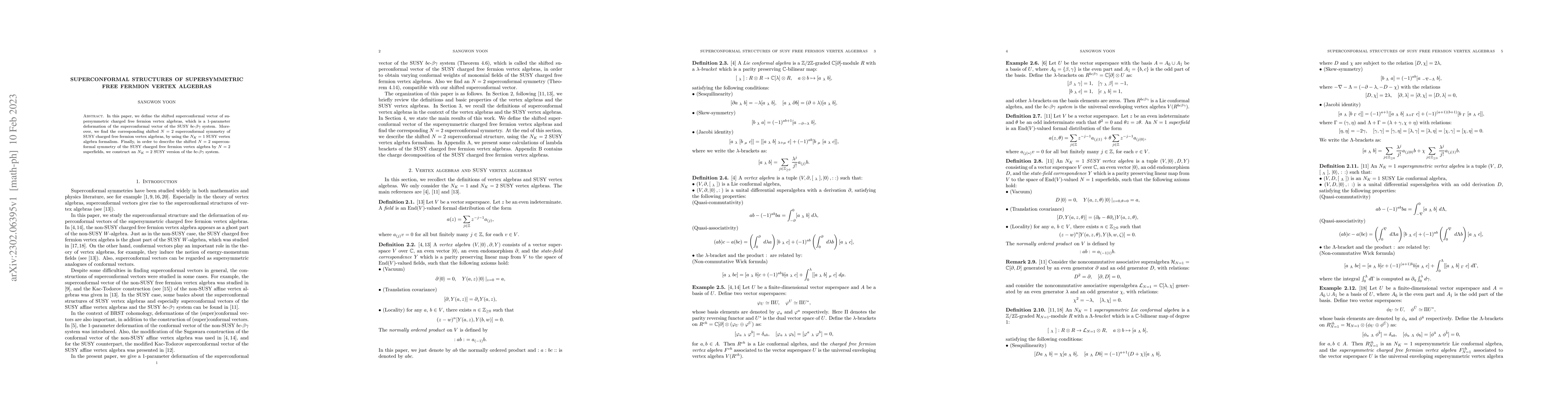 Thumbnail for Superconformal structures of supersymmetric free fermion vertex algebras