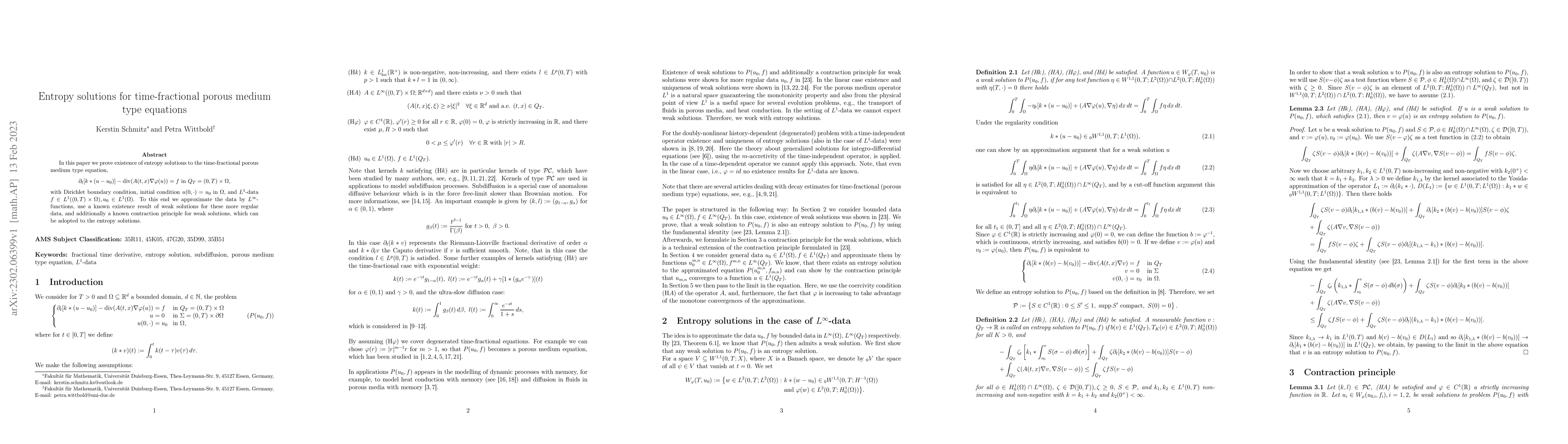 Thumbnail for Entropy solutions for time-fractional porous medium type equations