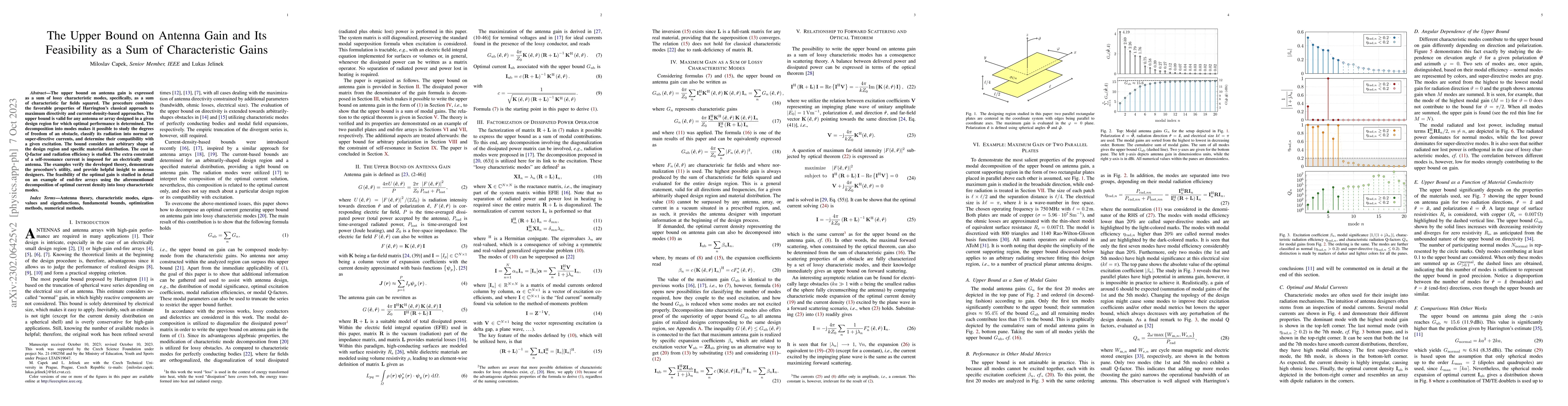 Thumbnail for The Upper Bound on Antenna Gain and Its Feasibility as a Sum of
  Characteristic Gains