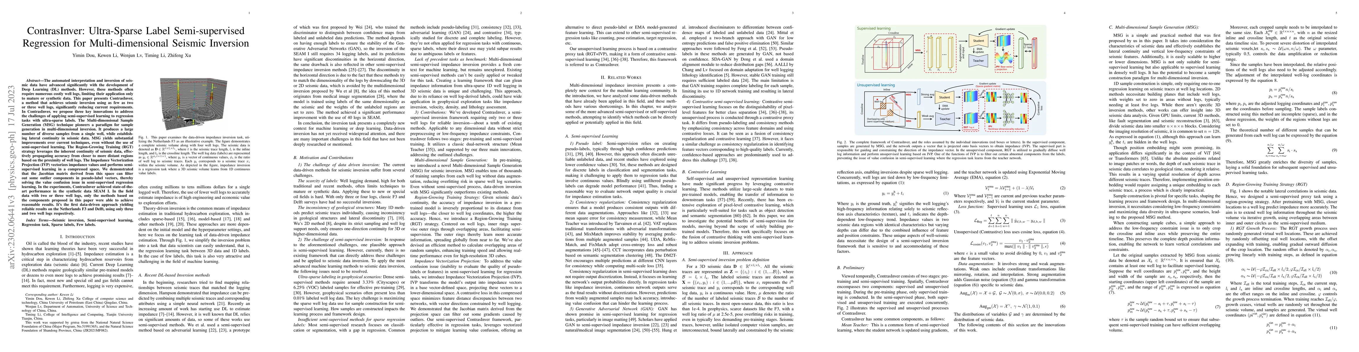 Thumbnail for ContrasInver: Ultra-Sparse Label Semi-supervised Regression for
  Multi-dimensional Seismic Inversion
