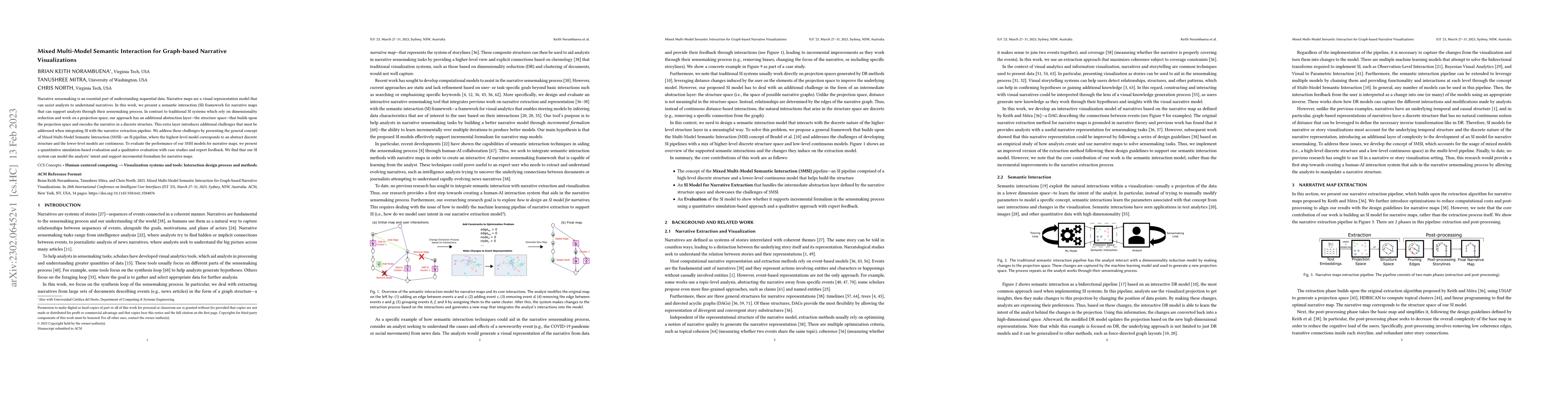 Thumbnail for Mixed Multi-Model Semantic Interaction for Graph-based Narrative
  Visualizations