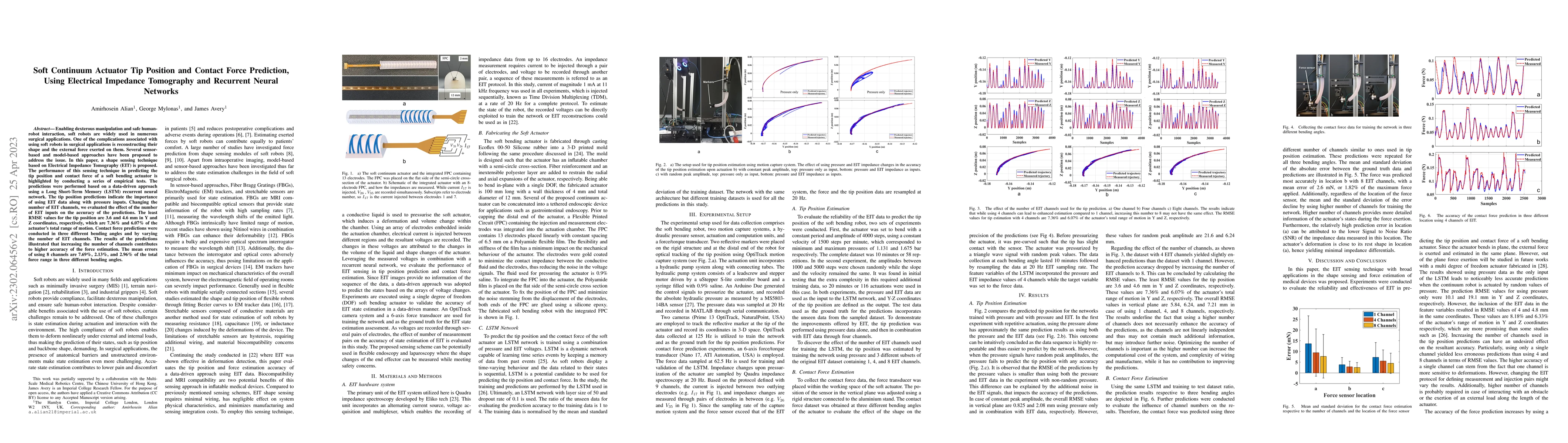 Thumbnail for Soft Continuum Actuator Tip Position and Contact Force Prediction, Using
  Electrical Impedance Tomography and Recurrent Neural Networks